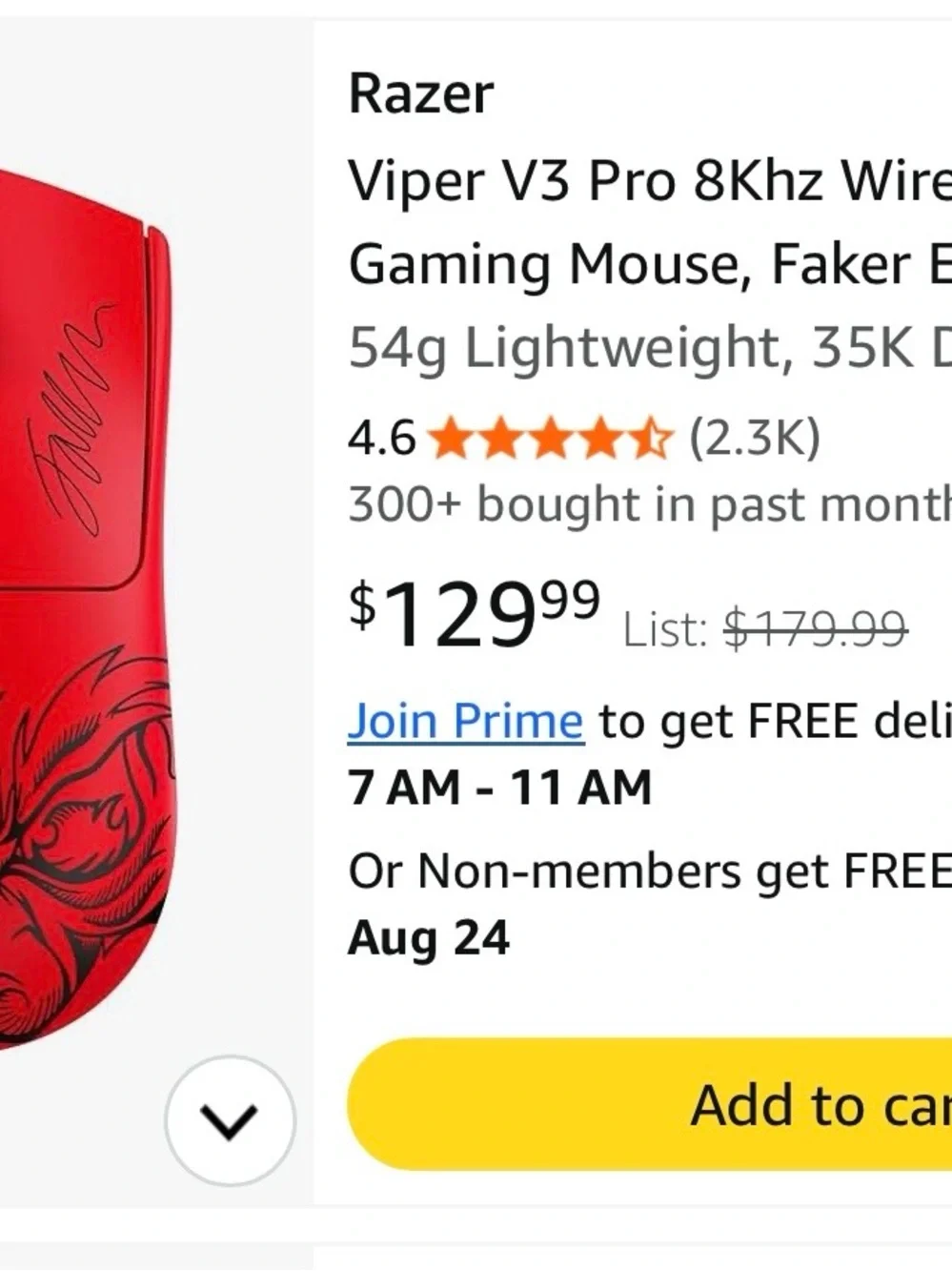 Razer Viper V3 Pro Wireless Gaming Mouse - Red with Black Accents